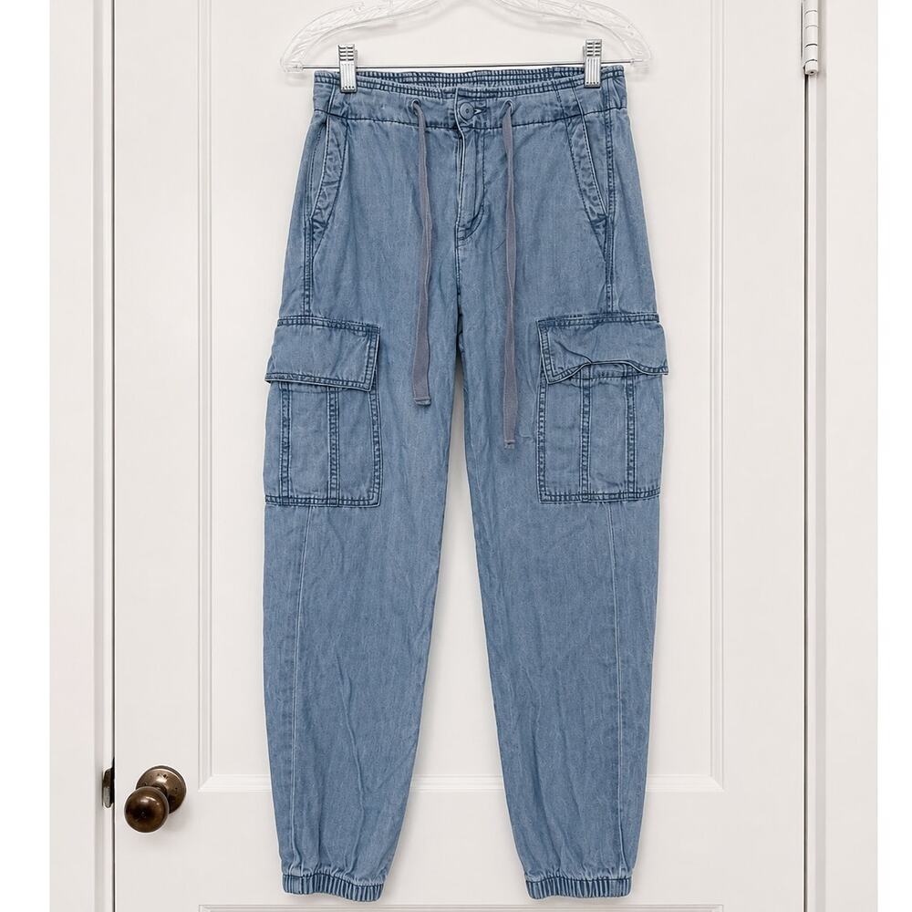 American Eagle Outfitters Chambray Cargo Jogger Pants  000 Regular Light Wash